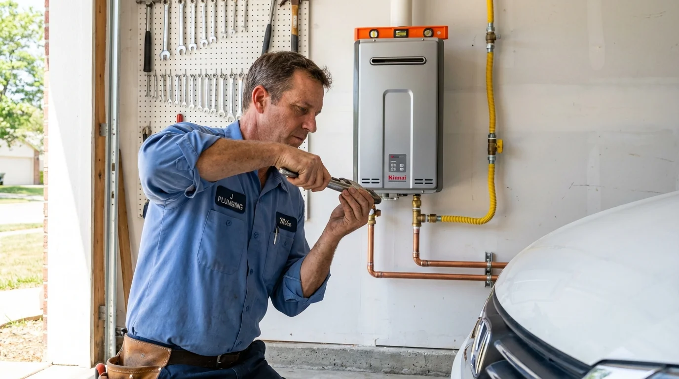 Tankless water heater installation by a Johns Plumbing LLC plumber in Summerfield
